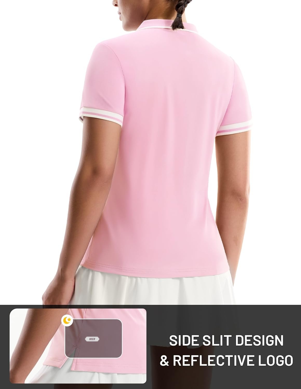 image:imageMIER Golf Polo Shirts for Women 14 Zip Up Short Sleeve Tennis Tops Dry Fit UPF 50 Athletic Collared Shirt for PickleballLight Pink