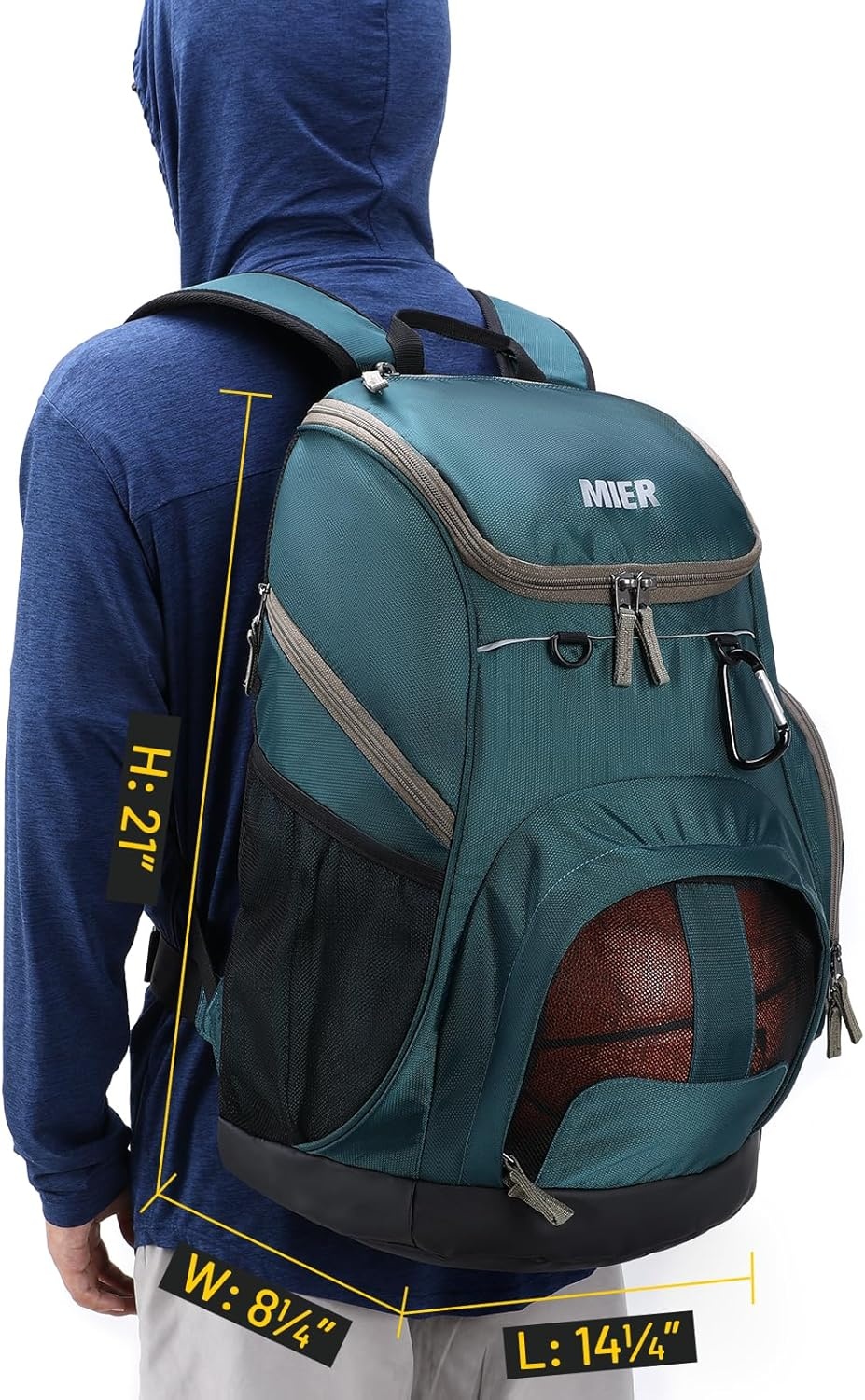 image:imageMIER Gym Backpack 40L Basketball Backpack with Ball Compartment amp Shoes Storage MultiFunctional Sports Soccer Bag Large Equipment Back Pack Volleyball Backpacks for Men WomenDark Green