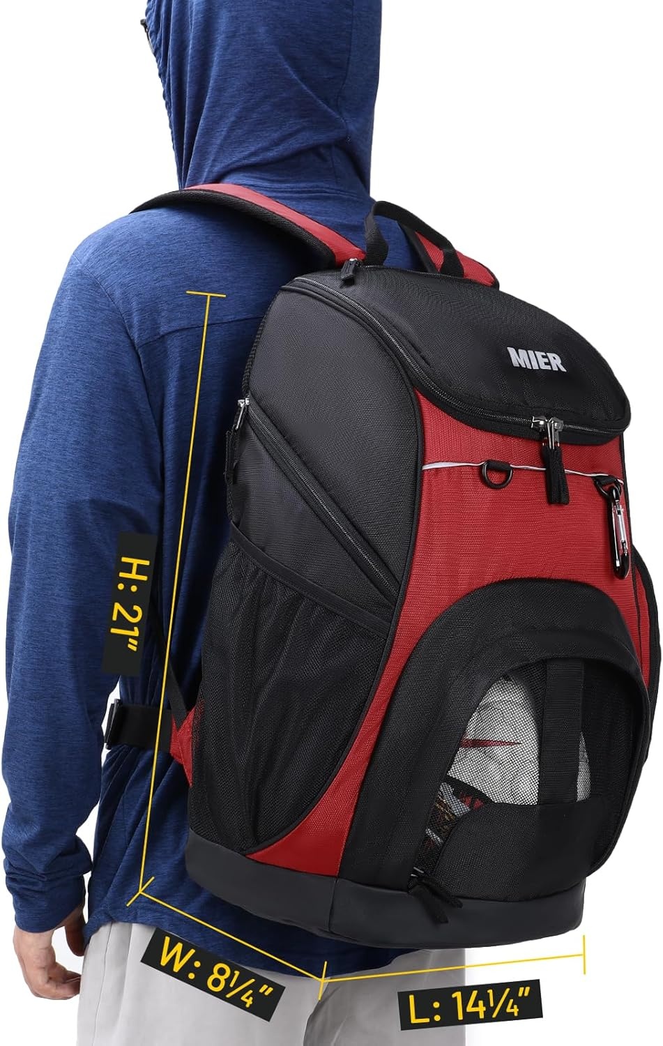 image:imageMIER Gym Backpack 40L Basketball Backpack with Ball Compartment amp Shoes Storage MultiFunctional Sports Soccer Bag Large Equipment Back Pack Volleyball Backpacks for Men WomenRedBlack