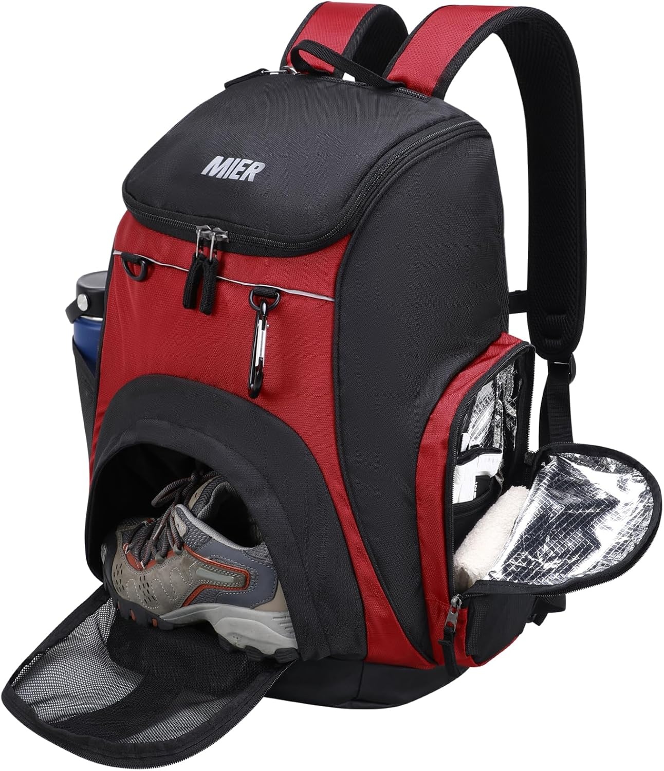 image:imageMIER Gym Backpack 40L Basketball Backpack with Ball Compartment amp Shoes Storage MultiFunctional Sports Soccer Bag Large Equipment Back Pack Volleyball Backpacks for Men WomenRedBlack