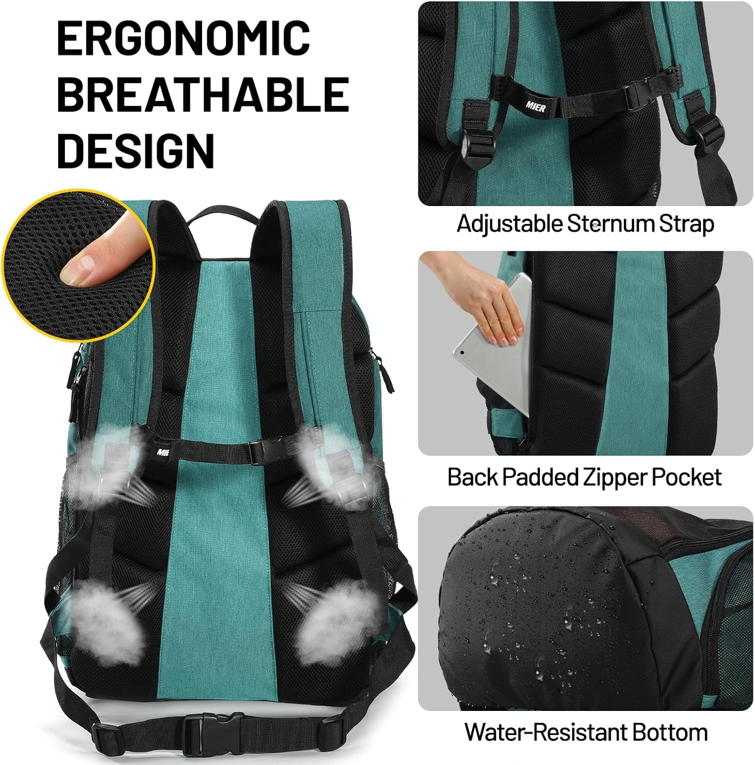 image:imageMIER Gym Backpack 40L Basketball Backpack with Ball Compartment amp Shoes Storage MultiFunctional Sports Soccer Bag Large Equipment Back Pack Volleyball Backpacks for Men WomenLight Green
