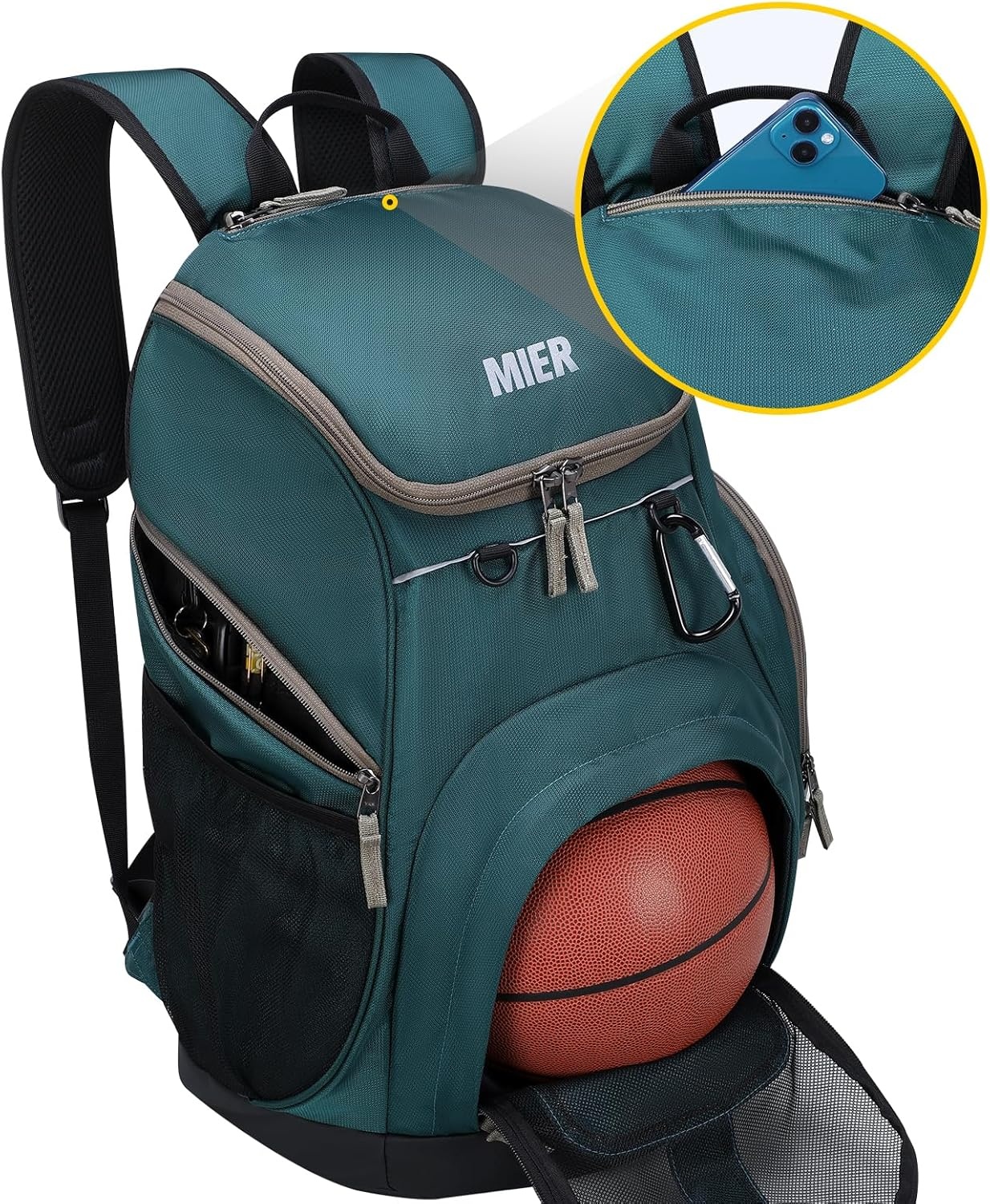 image:imageMIER Gym Backpack 40L Basketball Backpack with Ball Compartment amp Shoes Storage MultiFunctional Sports Soccer Bag Large Equipment Back Pack Volleyball Backpacks for Men WomenDark Green