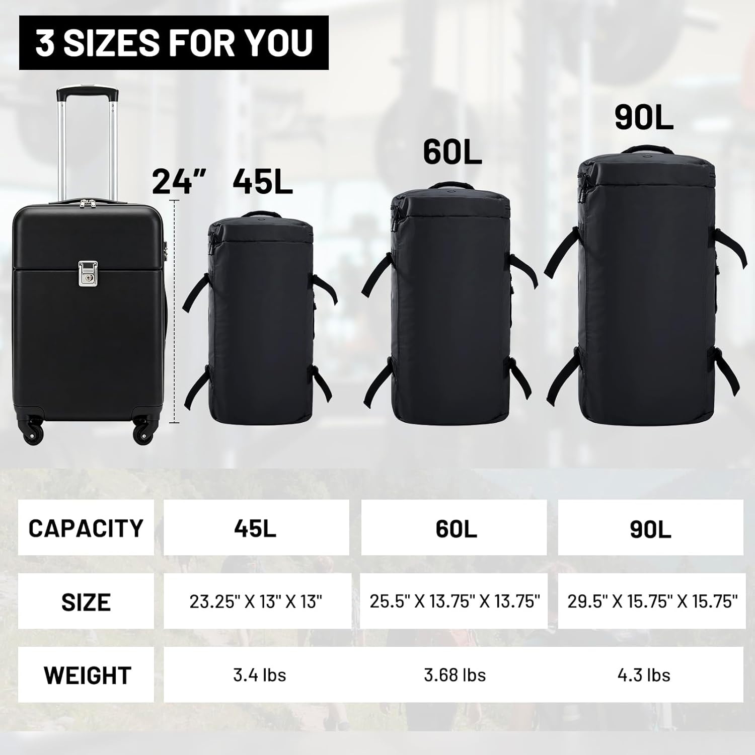 image:imageMIER Large Duffel Backpack Sports Gym Bag with Shoe Compartment Heavy Duty and Water Resistant Dark Green 60LBlack
