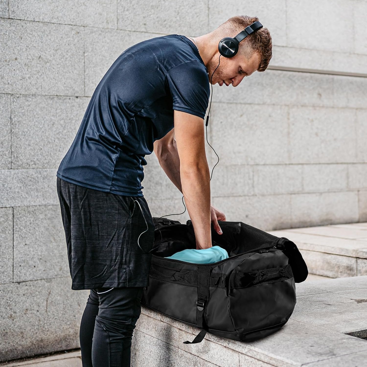 image:imageMIER Large Duffel Backpack Sports Gym Bag with Shoe Compartment Heavy Duty and Water Resistant Dark Green 60LBlack