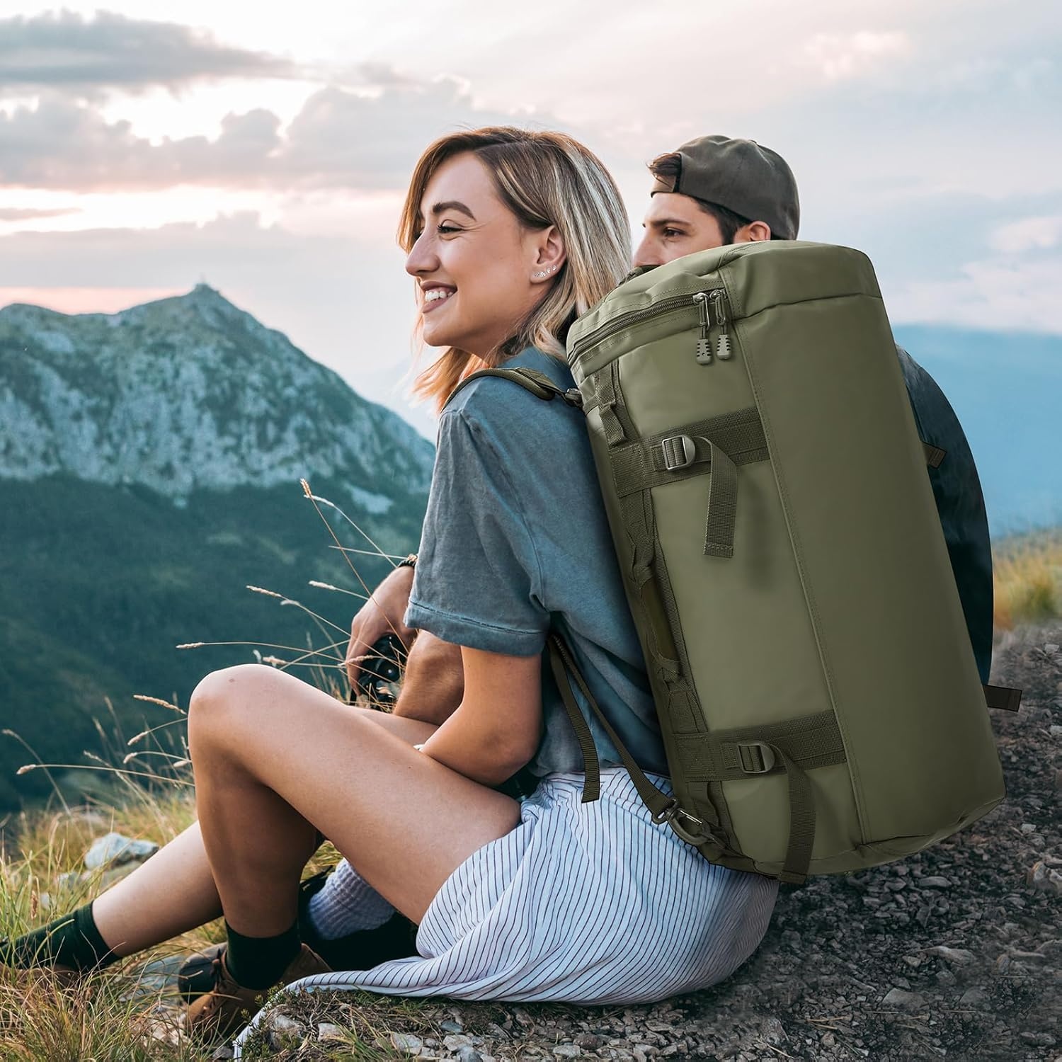 image:imageMIER Large Duffel Backpack Sports Gym Bag with Shoe Compartment Heavy Duty and Water Resistant Dark Green 60LDark Green