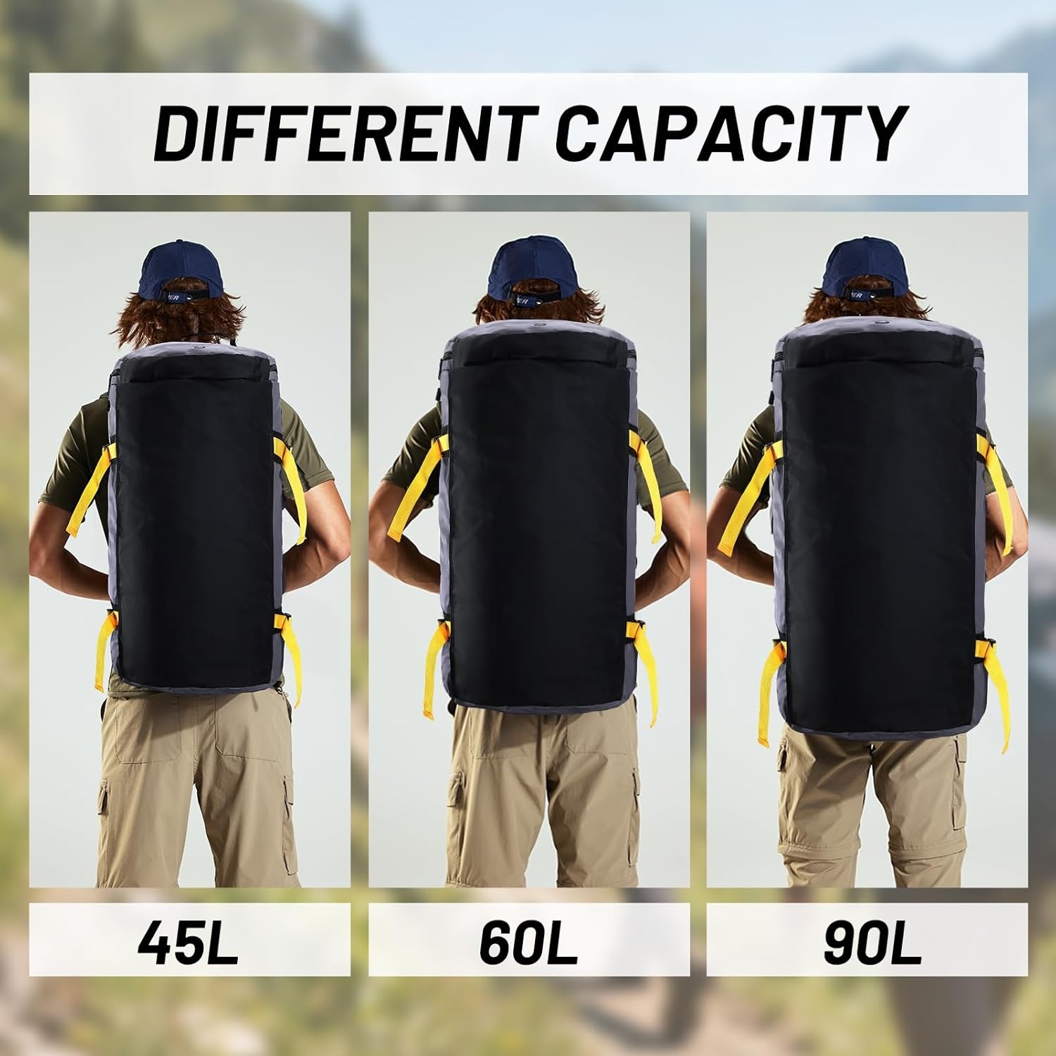 image:imageMIER Large Duffel Backpack Sports Gym Bag with Shoe Compartment Heavy Duty and Water Resistant Dark Green 60LGray