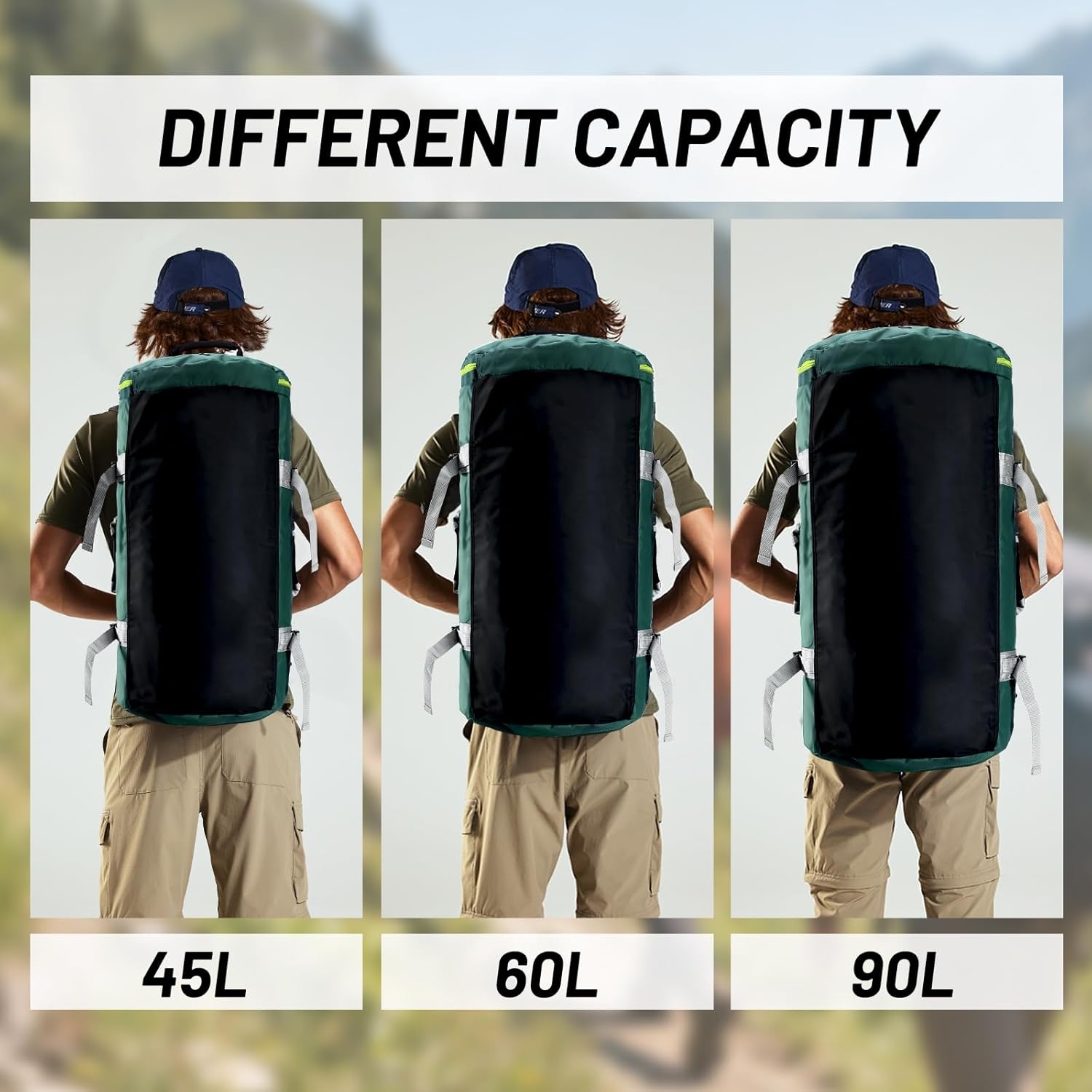image:imageMIER Large Duffel Backpack Sports Gym Bag with Shoe Compartment Heavy Duty and Water Resistant Dark Green 60LGreen