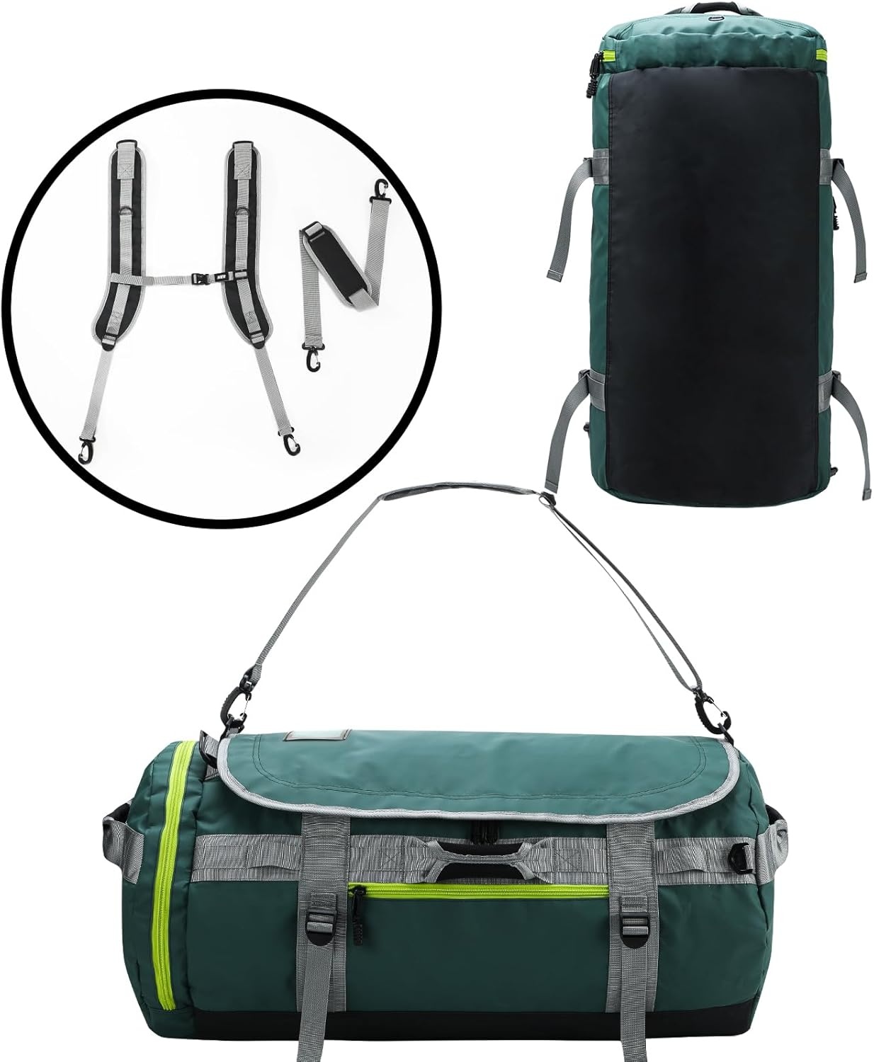 image:imageMIER Large Duffel Backpack Sports Gym Bag with Shoe Compartment Heavy Duty and Water Resistant Dark Green 60LGreen