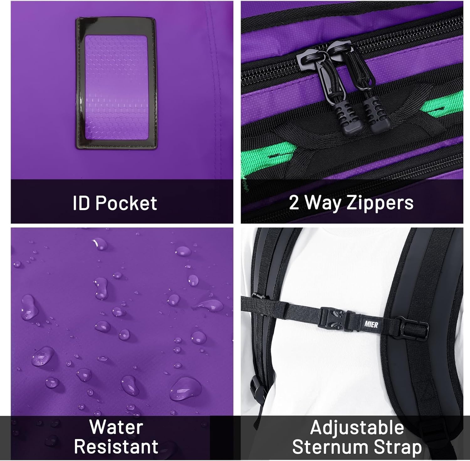 image:imageMIER Large Duffel Backpack Sports Gym Bag with Shoe Compartment Heavy Duty and Water Resistant Dark Green 60LPurple