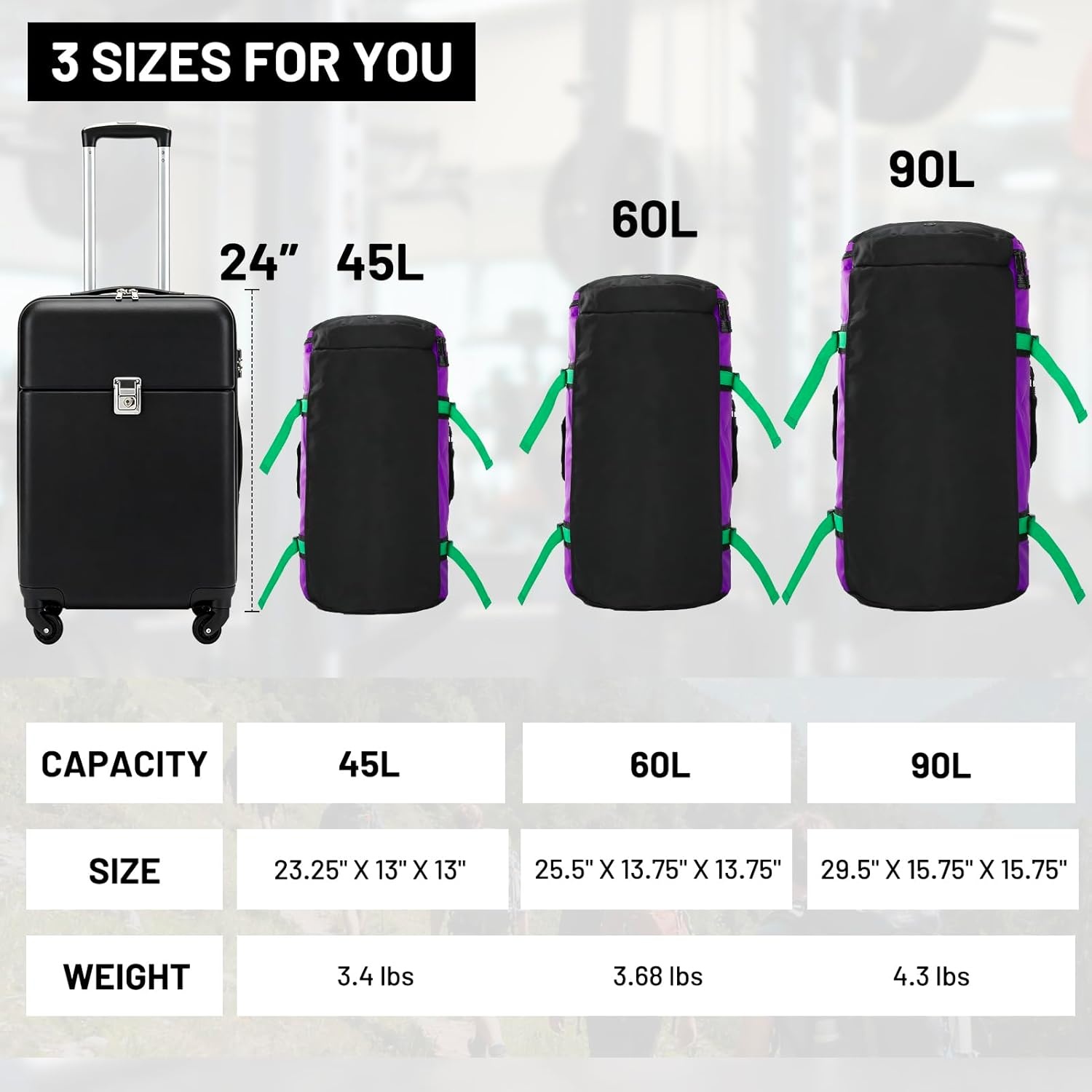 image:imageMIER Large Duffel Backpack Sports Gym Bag with Shoe Compartment Heavy Duty and Water Resistant Dark Green 60LPurple