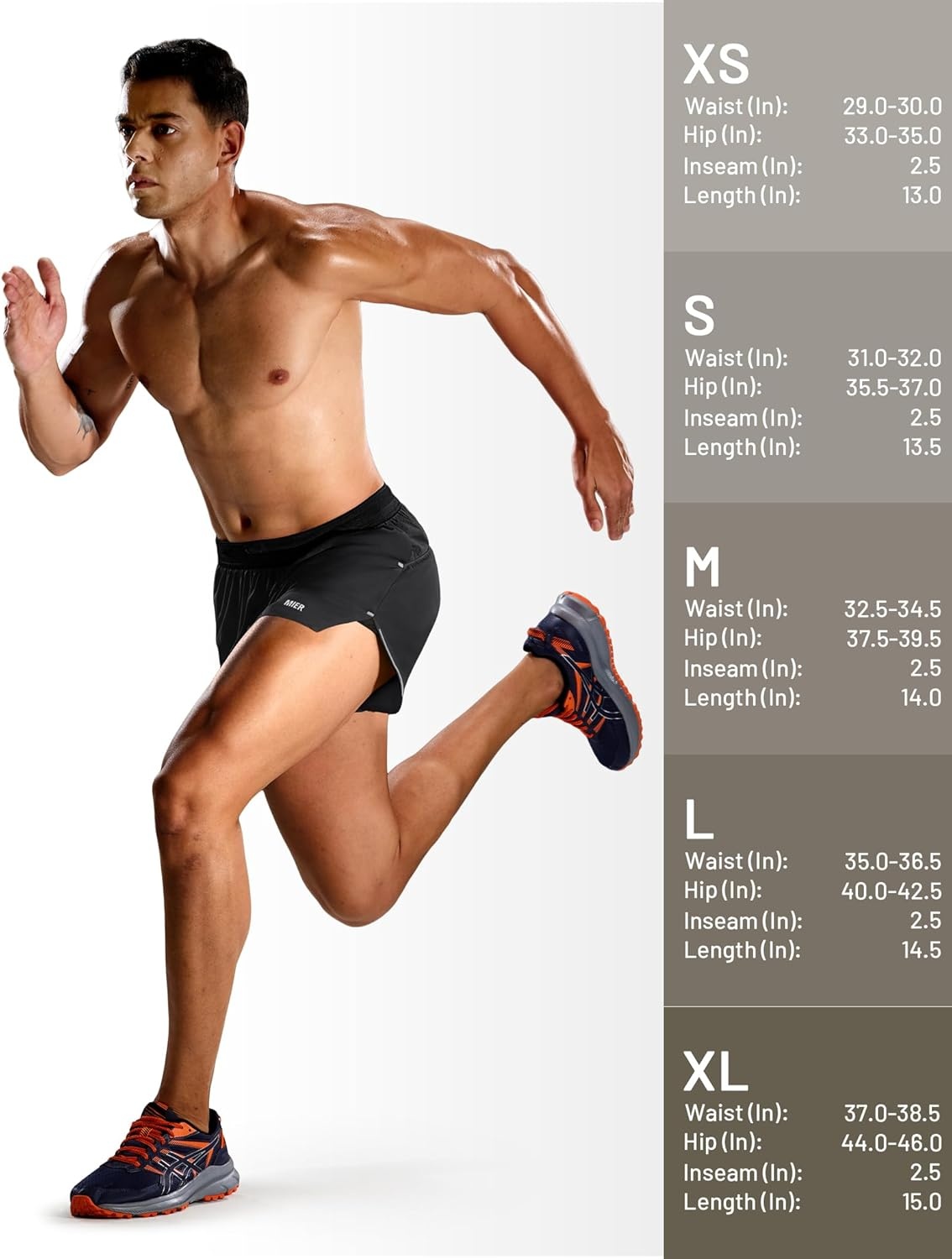 image:imageMIER Limitless Mens 25 Lightweight Marathon Running Shorts Quick Dry Cooling Racing Shorts with Pocket BriefLinedBlack