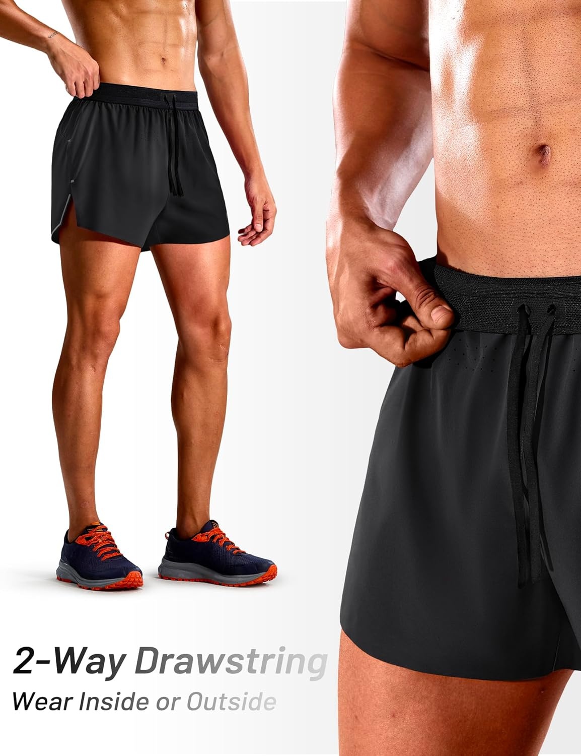 image:imageMIER Limitless Mens 25 Lightweight Marathon Running Shorts Quick Dry Cooling Racing Shorts with Pocket BriefLinedBlack