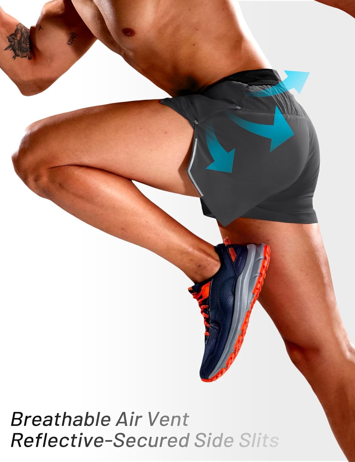 image:imageMIER Limitless Mens 25 Lightweight Marathon Running Shorts Quick Dry Cooling Racing Shorts with Pocket BriefLinedDark Grey