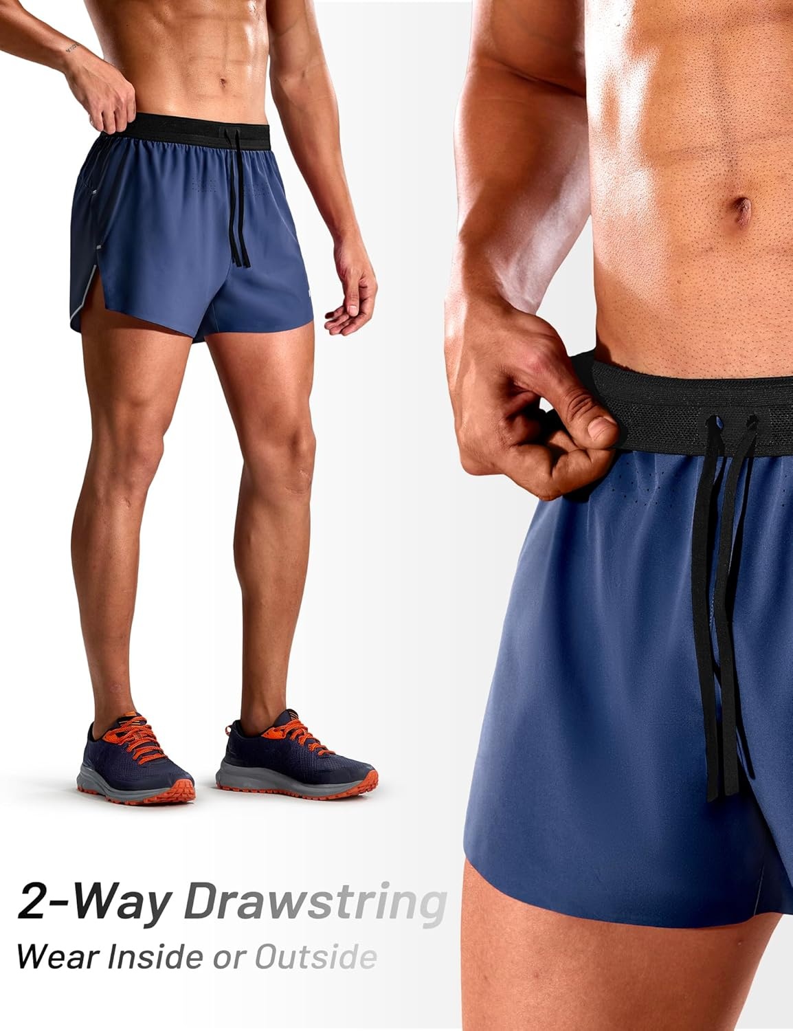 image:imageMIER Limitless Mens 25 Lightweight Marathon Running Shorts Quick Dry Cooling Racing Shorts with Pocket BriefLinedNavy