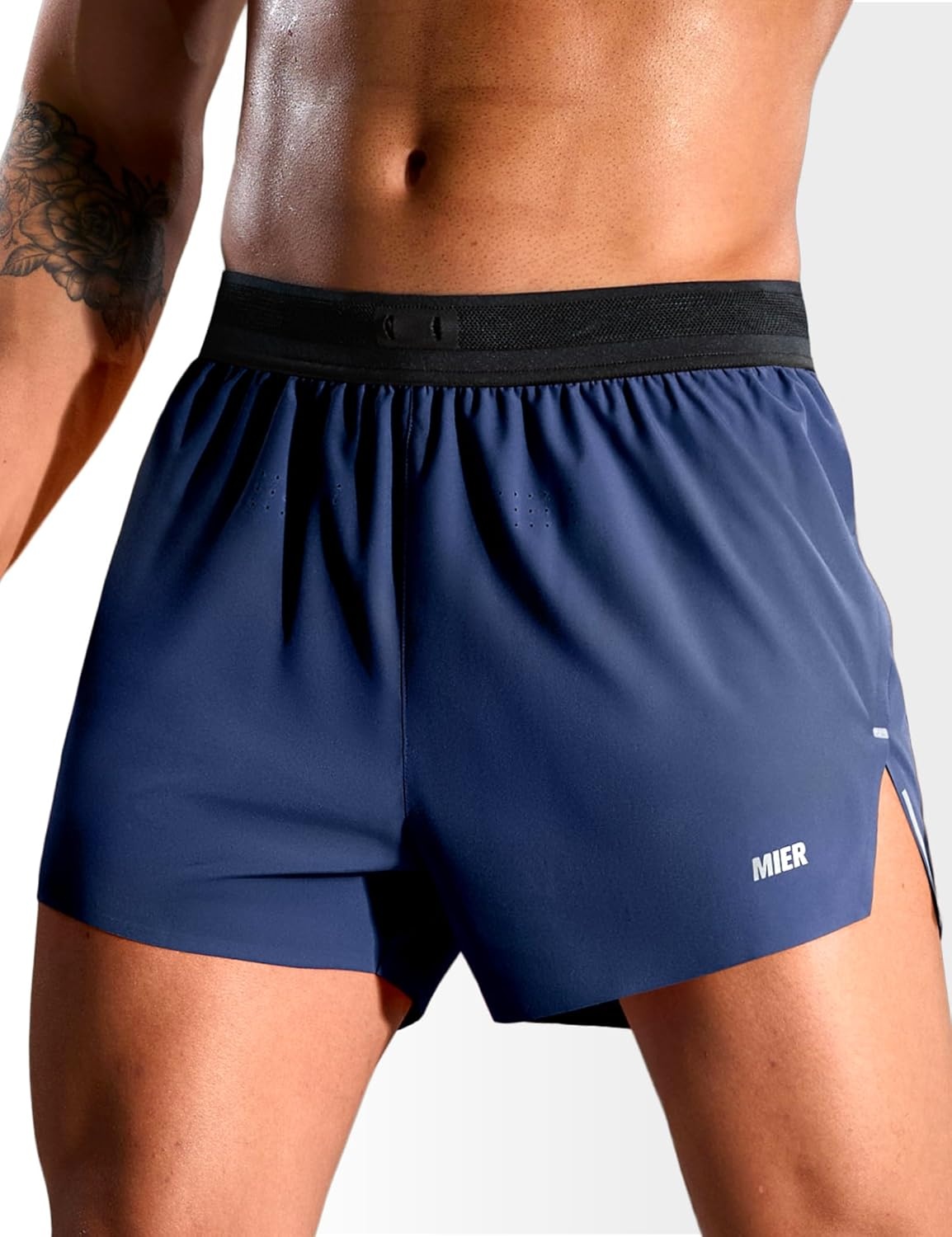 image:imageMIER Limitless Mens 25 Lightweight Marathon Running Shorts Quick Dry Cooling Racing Shorts with Pocket BriefLinedNavy