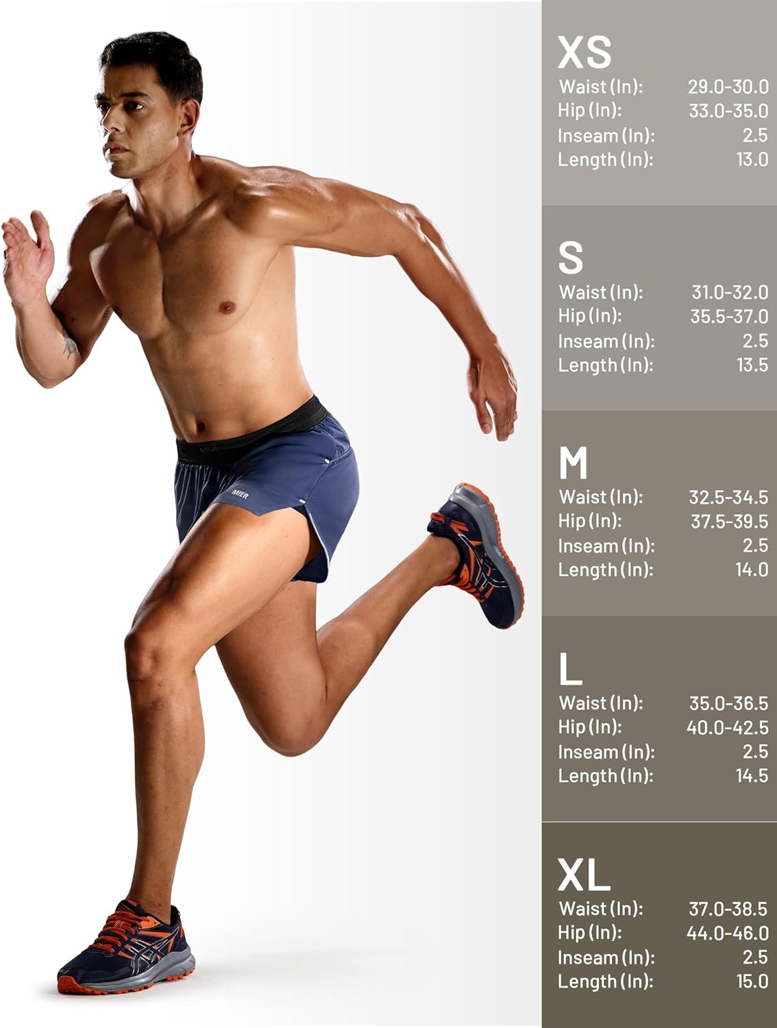 image:imageMIER Limitless Mens 25 Lightweight Marathon Running Shorts Quick Dry Cooling Racing Shorts with Pocket BriefLinedNavy