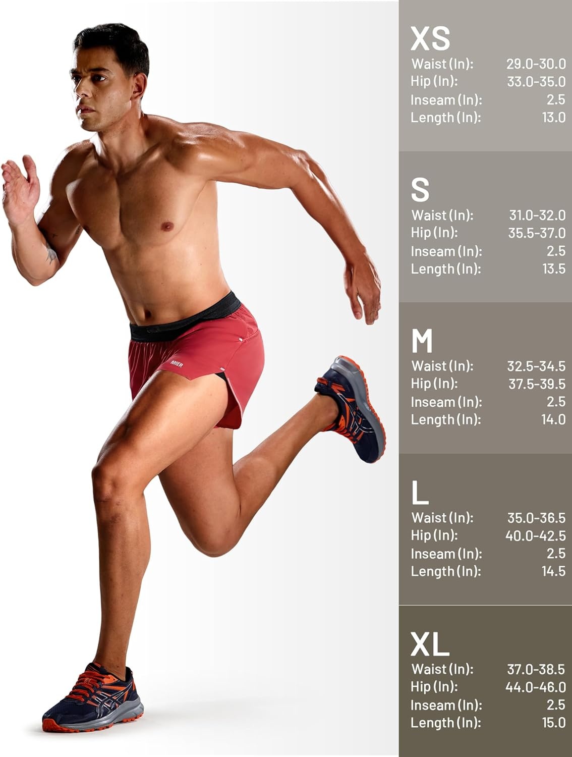 image:imageMIER Limitless Mens 25 Lightweight Marathon Running Shorts Quick Dry Cooling Racing Shorts with Pocket BriefLinedRed