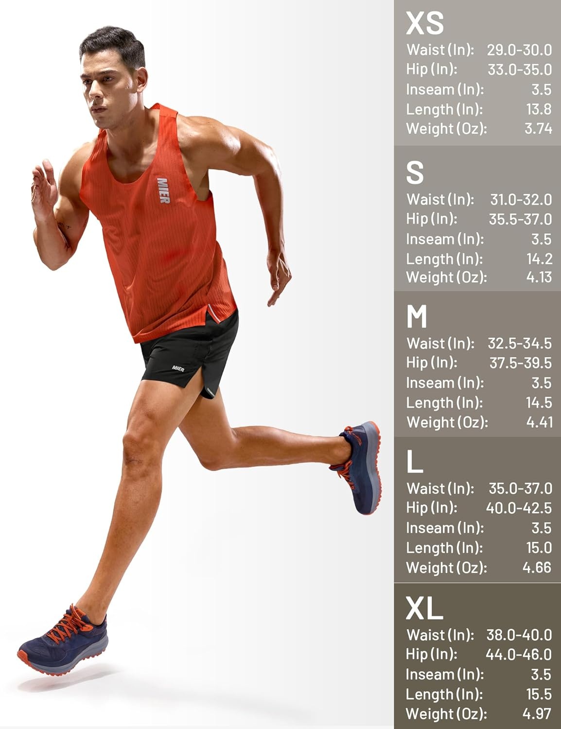 image:imageMIER Limitless Mens 35 Running Shorts Quick Dry BriefLined Marathon Racing Shorts with Pockets PackableBlack