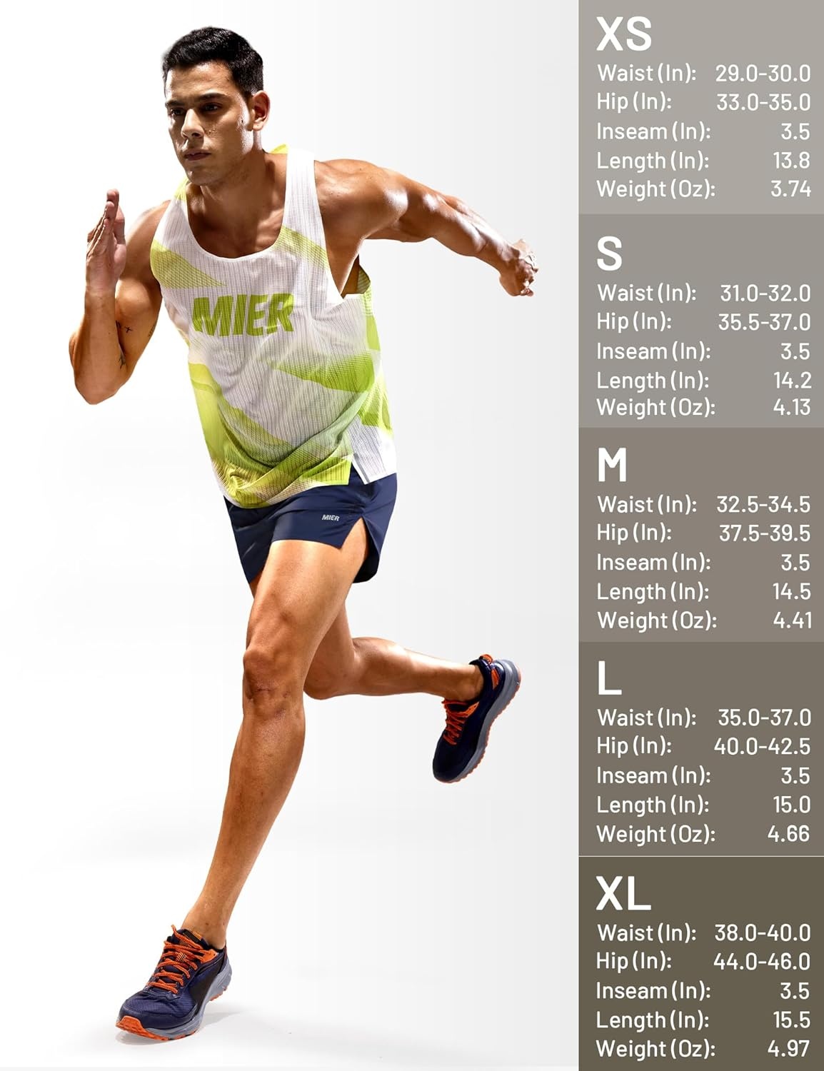 image:imageMIER Limitless Mens 35 Running Shorts Quick Dry BriefLined Marathon Racing Shorts with Pockets PackableNavy