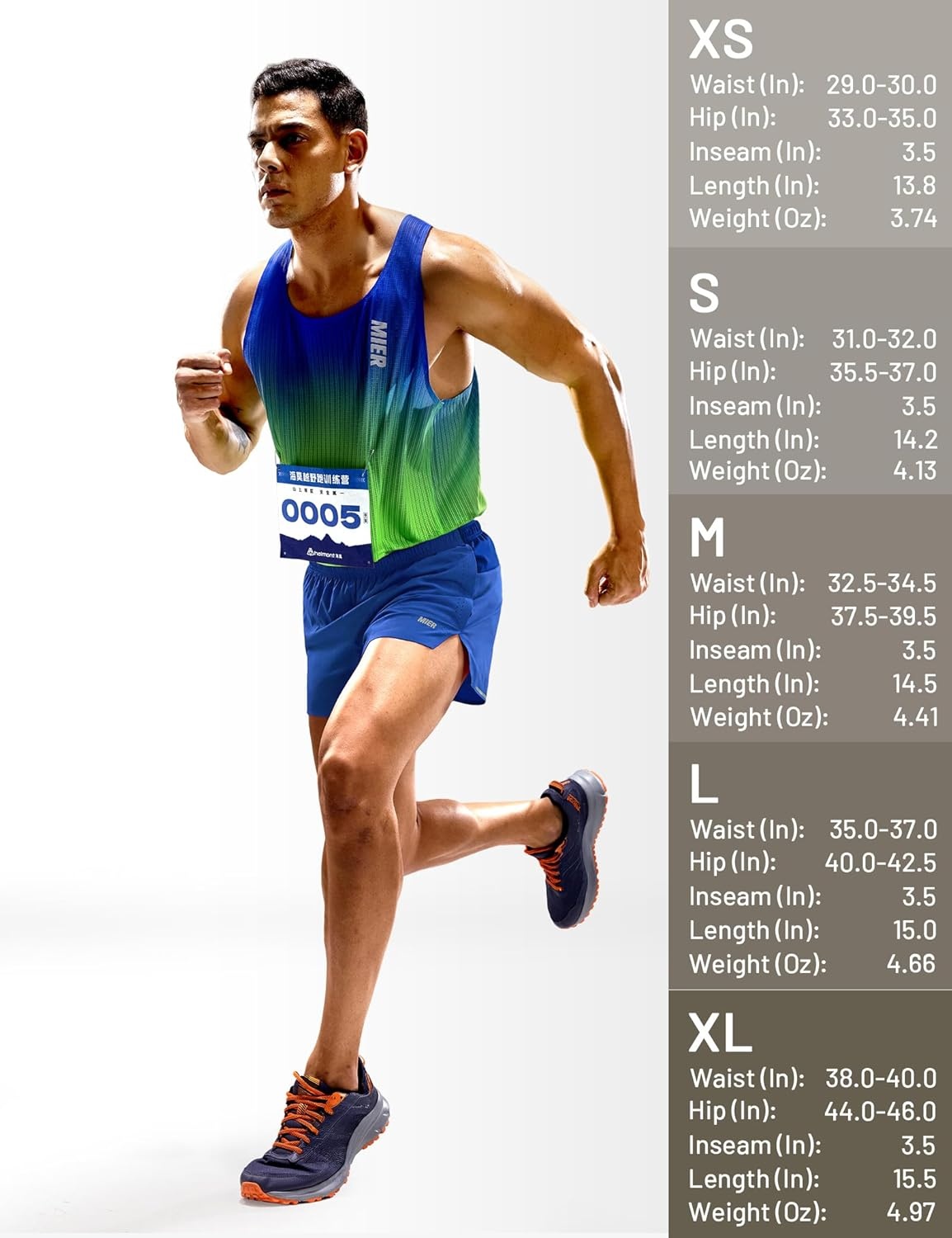 image:imageMIER Limitless Mens 35 Running Shorts Quick Dry BriefLined Marathon Racing Shorts with Pockets PackableRoyal Blue