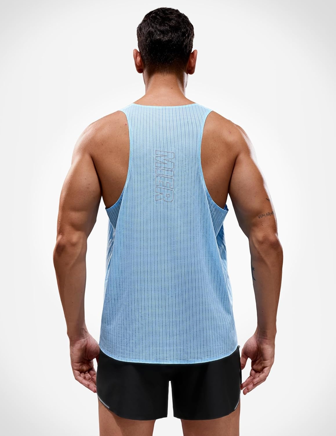 image:imageMIER Limitless Running Tank Tops Mens Quick Dry Seamless Marathon Racing Singlets Ultra LightweightLight Blue