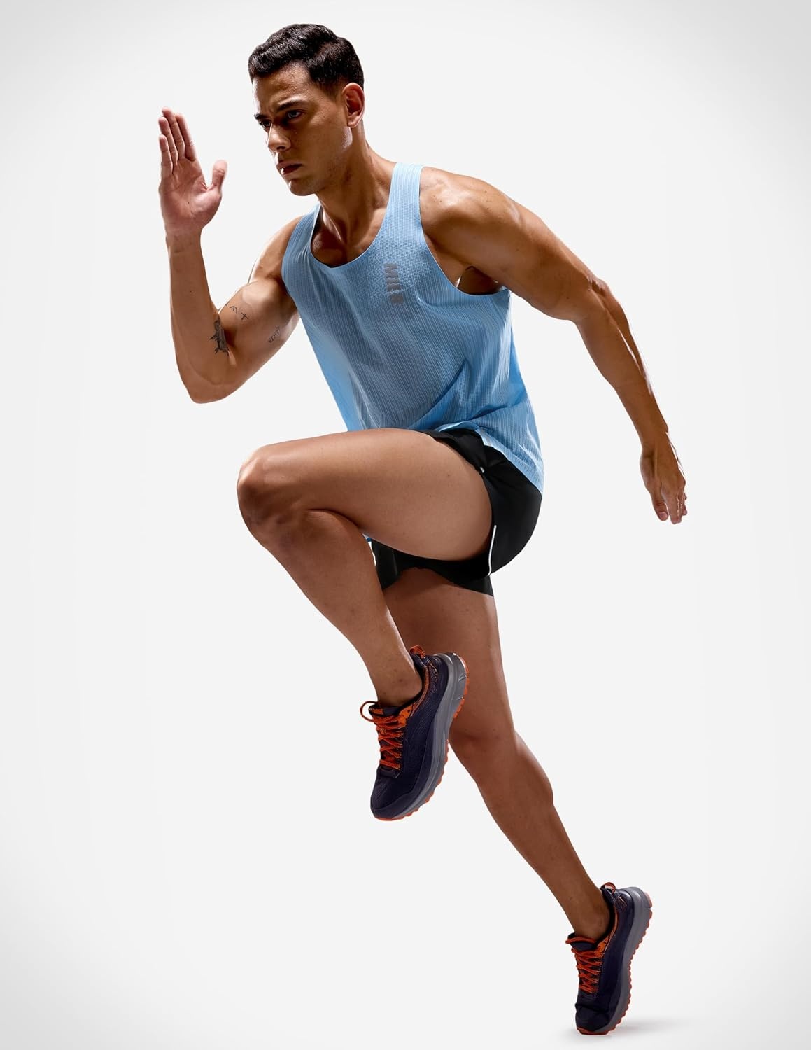 image:imageMIER Limitless Running Tank Tops Mens Quick Dry Seamless Marathon Racing Singlets Ultra LightweightLight Blue