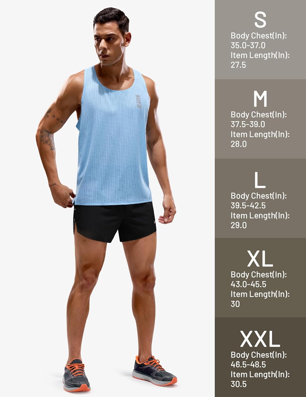 image:imageMIER Limitless Running Tank Tops Mens Quick Dry Seamless Marathon Racing Singlets Ultra LightweightLight Blue