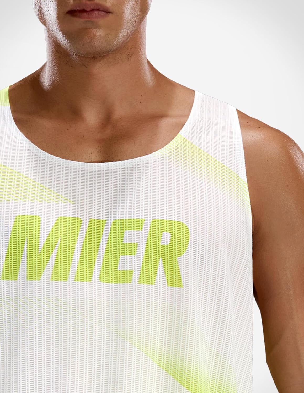image:imageMIER Limitless Running Tank Tops Mens Quick Dry Seamless Marathon Racing Singlets Ultra LightweightLime Stripe