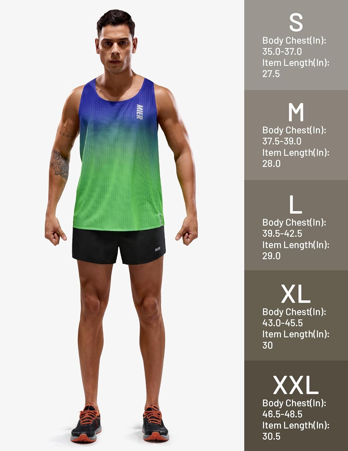 image:imageMIER Limitless Running Tank Tops Mens Quick Dry Seamless Marathon Racing Singlets Ultra LightweightNeonBlue