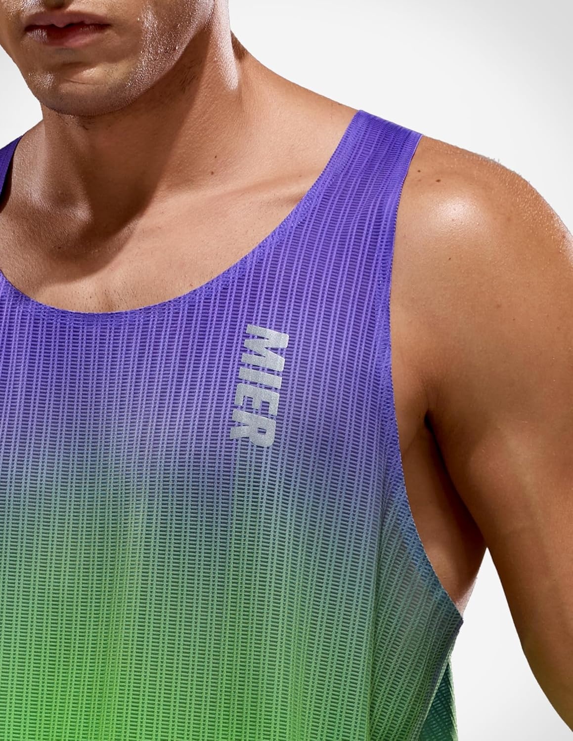 image:imageMIER Limitless Running Tank Tops Mens Quick Dry Seamless Marathon Racing Singlets Ultra LightweightNeonPurple