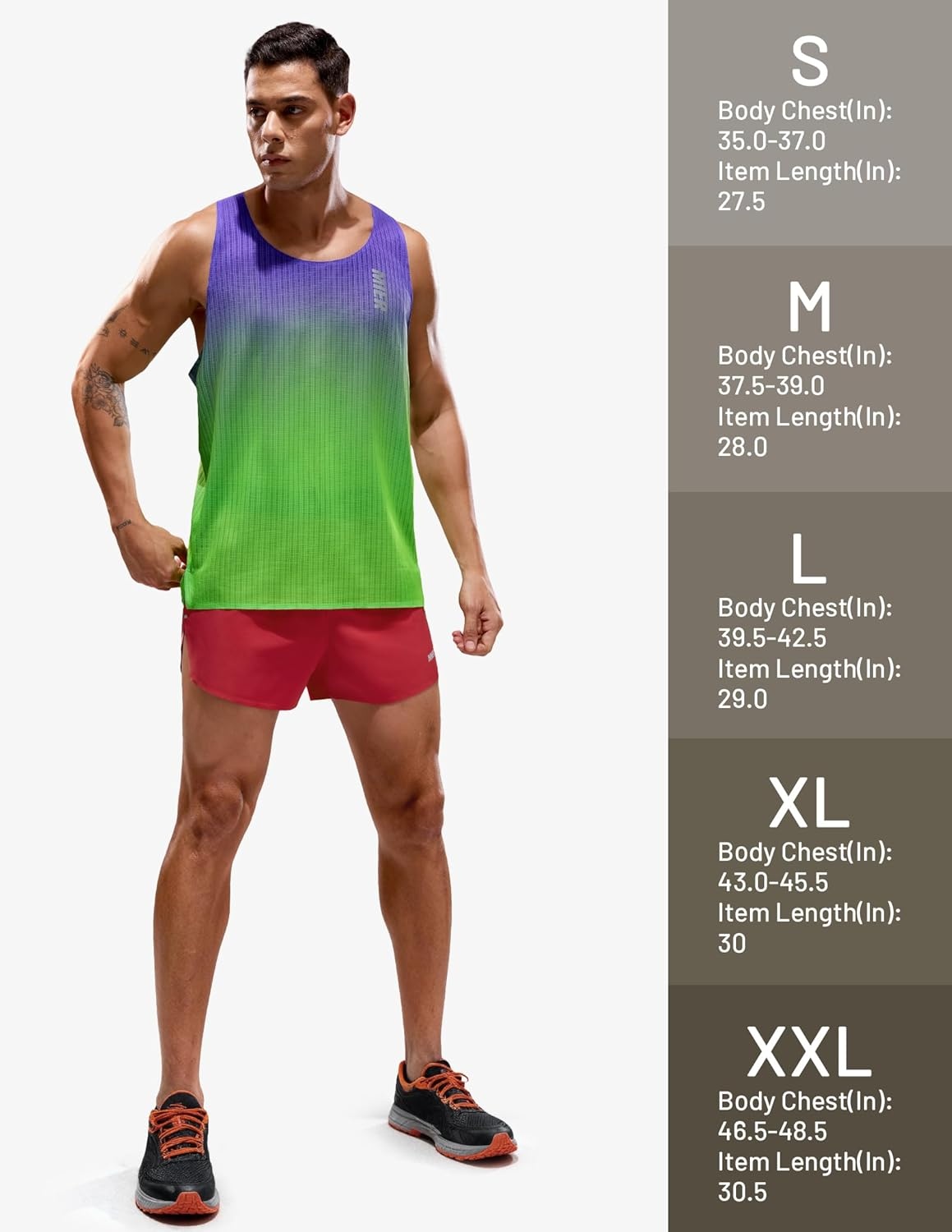 image:imageMIER Limitless Running Tank Tops Mens Quick Dry Seamless Marathon Racing Singlets Ultra LightweightNeonPurple
