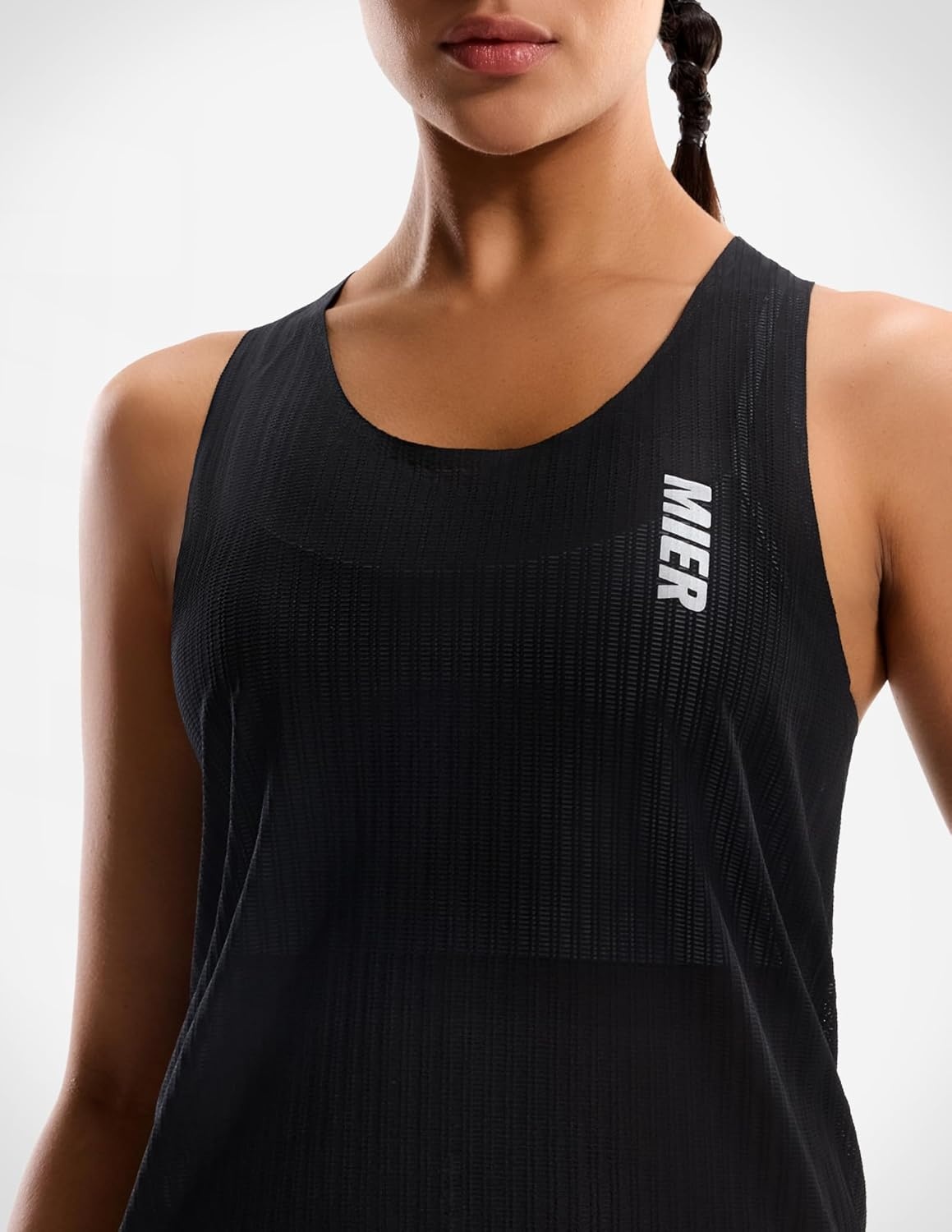 image:imageMIER Limitless Running Tank Tops Womens Seamless Quick Dry Marathon Racing Singlets Ultra LightweightBlack