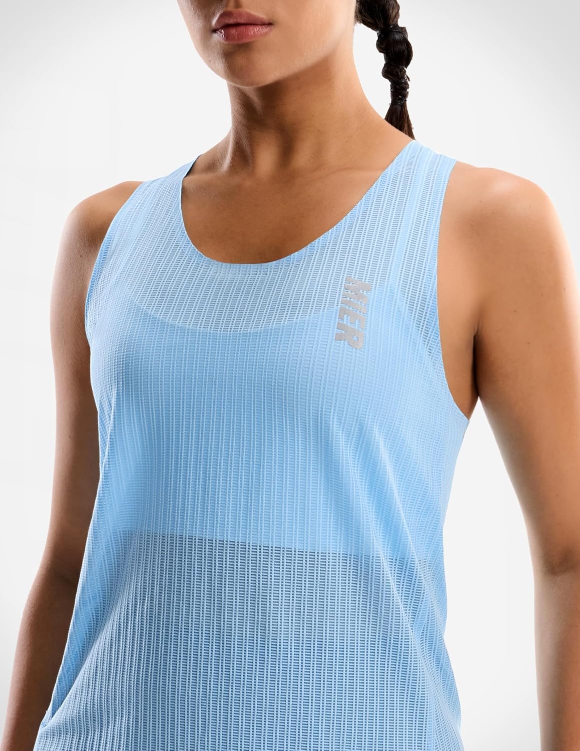 image:imageMIER Limitless Running Tank Tops Womens Seamless Quick Dry Marathon Racing Singlets Ultra LightweightLight Blue