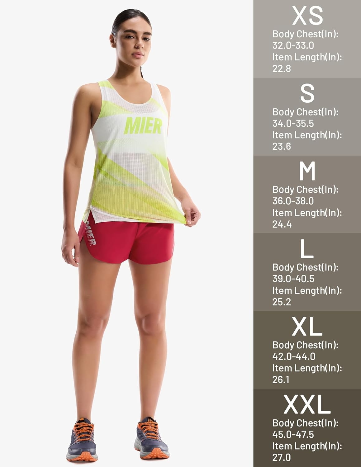 image:imageMIER Limitless Running Tank Tops Womens Seamless Quick Dry Marathon Racing Singlets Ultra LightweightLime Stripe