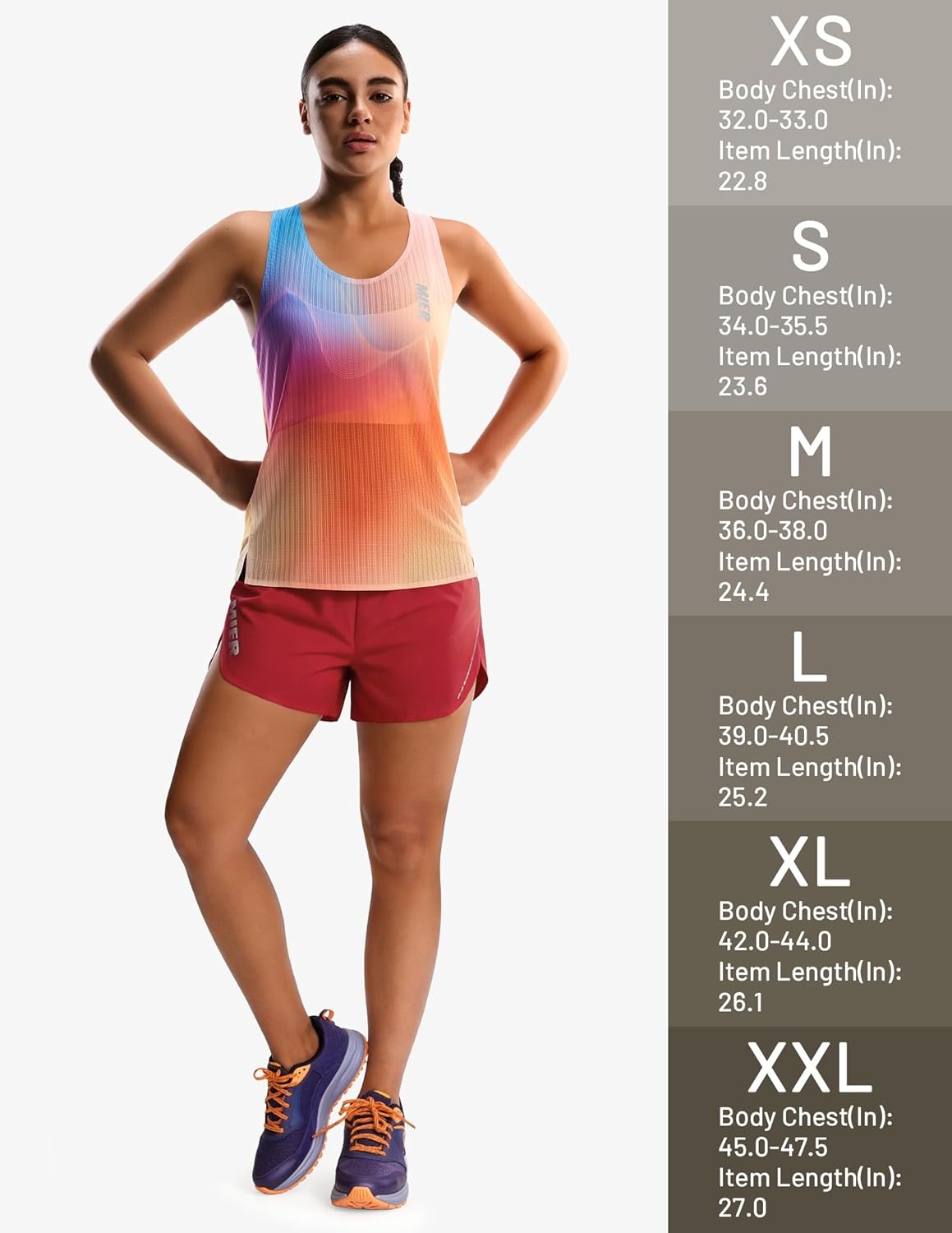 image:imageMIER Limitless Running Tank Tops Womens Seamless Quick Dry Marathon Racing Singlets Ultra LightweightRainbow Clouds