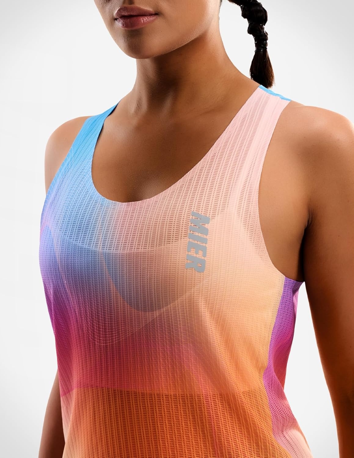 image:imageMIER Limitless Running Tank Tops Womens Seamless Quick Dry Marathon Racing Singlets Ultra LightweightRainbow Clouds