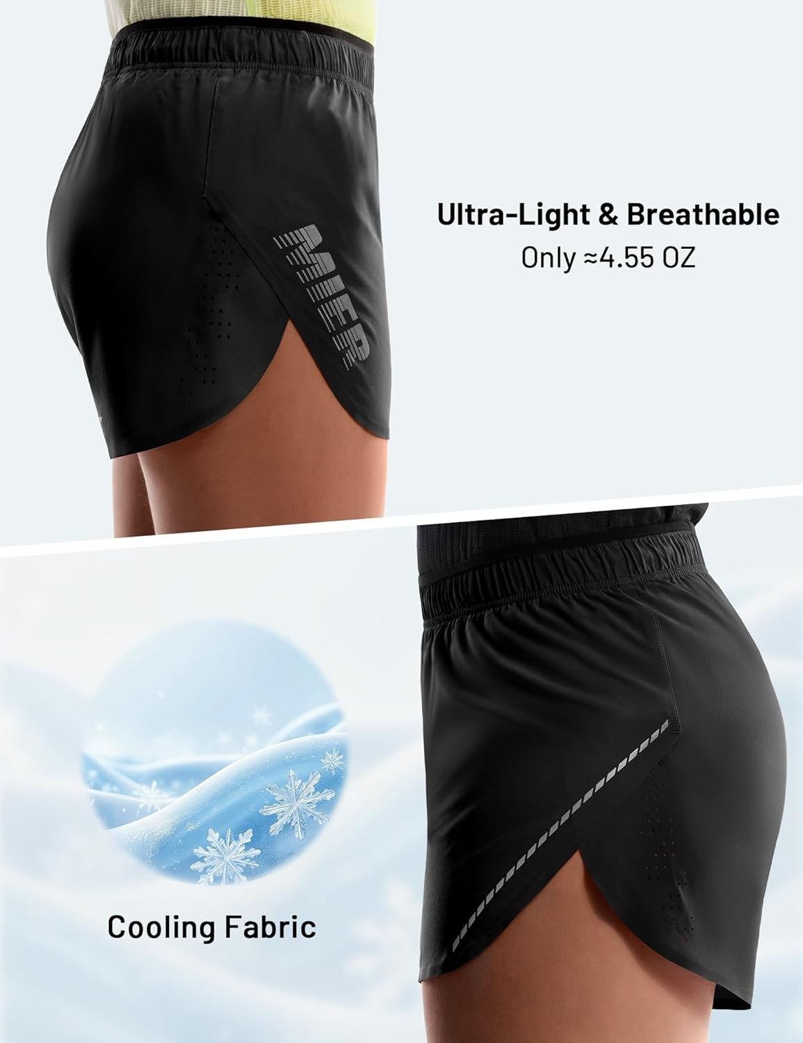 image:imageMIER Limitless Womens 25 Running Shorts Dry Fit Marathon Racing Split Shorts with Zipper Pocket BriefLinedBlack