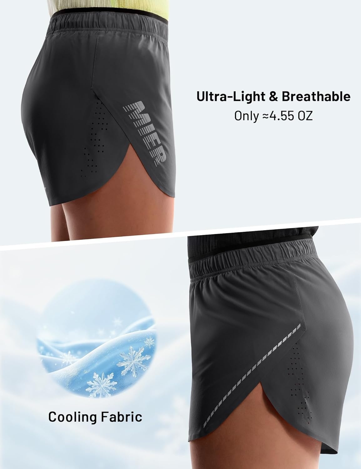 image:imageMIER Limitless Womens 25 Running Shorts Dry Fit Marathon Racing Split Shorts with Zipper Pocket BriefLinedDark Grey