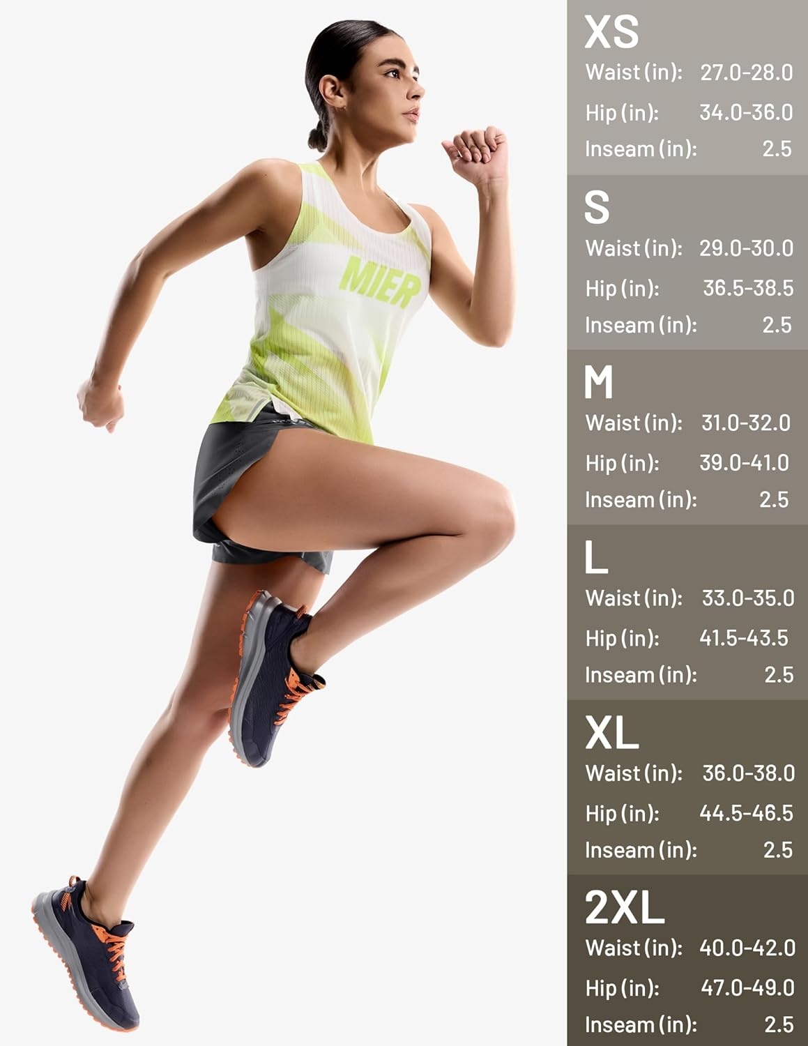 image:imageMIER Limitless Womens 25 Running Shorts Dry Fit Marathon Racing Split Shorts with Zipper Pocket BriefLinedDark Grey