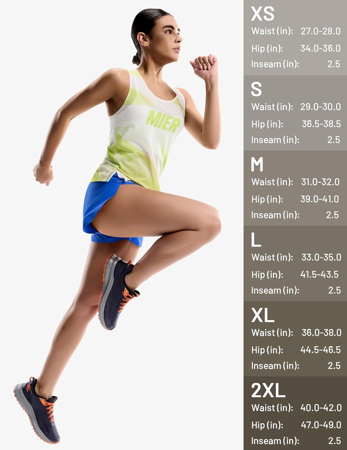 image:imageMIER Limitless Womens 25 Running Shorts Dry Fit Marathon Racing Split Shorts with Zipper Pocket BriefLinedRoyal Blue
