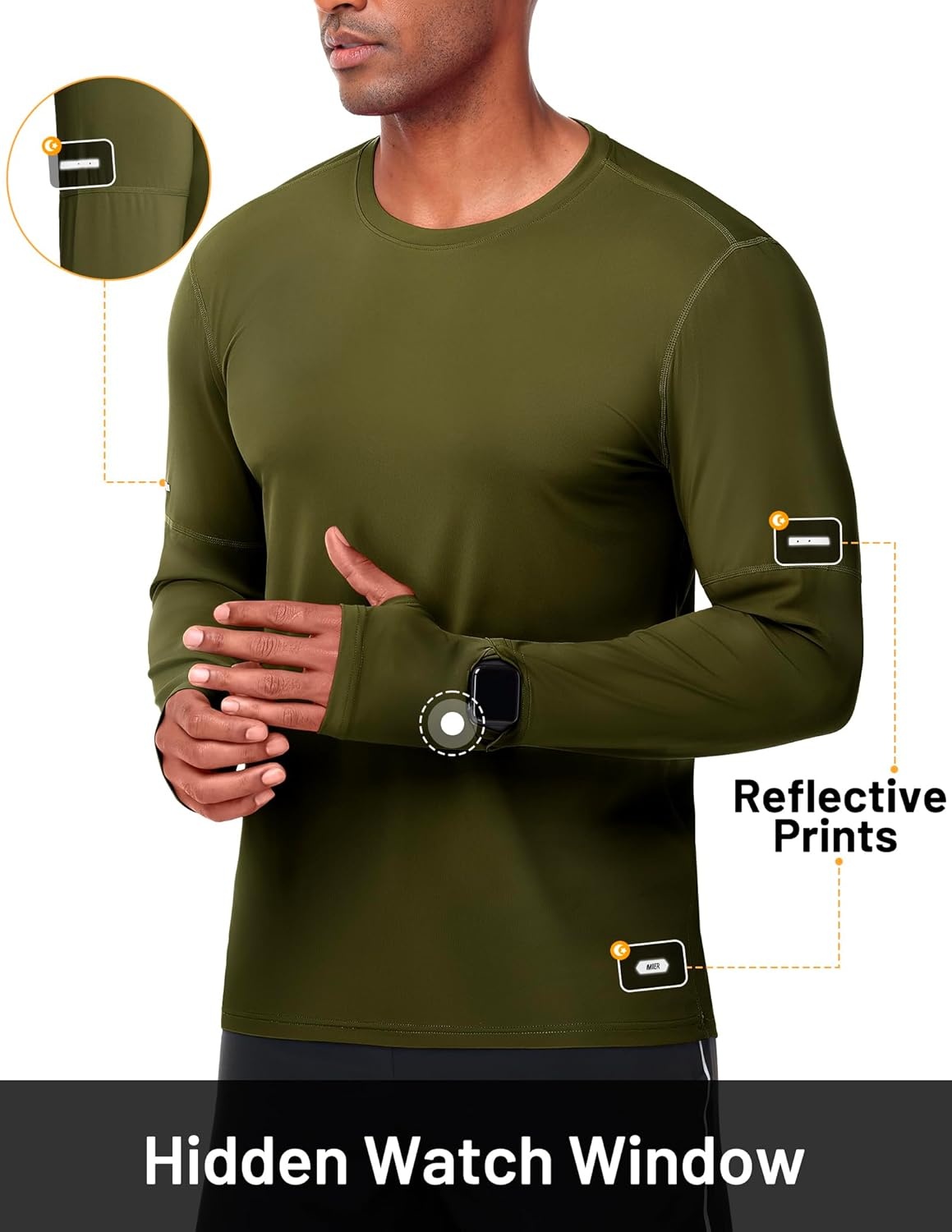 image:imageMIER Long Sleeve Shirts for Men UPF 50 UV Sun Protection Quick Dry Tee Shirt for Running Athletic Workout Gym FishingArmy Green