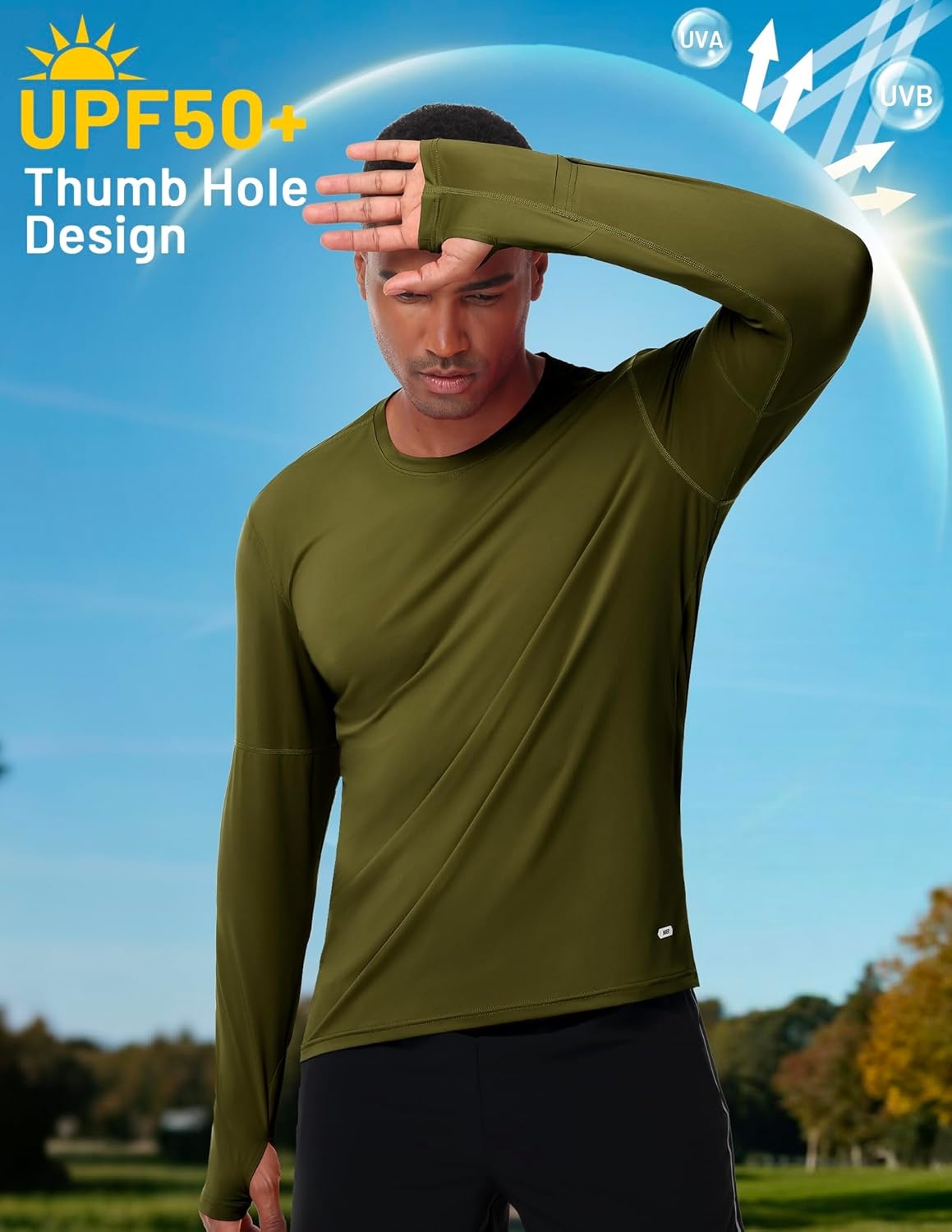 image:imageMIER Long Sleeve Shirts for Men UPF 50 UV Sun Protection Quick Dry Tee Shirt for Running Athletic Workout Gym FishingArmy Green