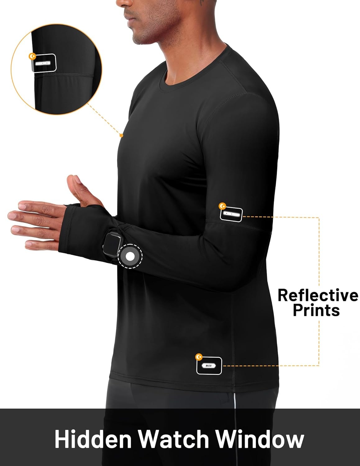 image:imageMIER Long Sleeve Shirts for Men UPF 50 UV Sun Protection Quick Dry Tee Shirt for Running Athletic Workout Gym FishingBlack