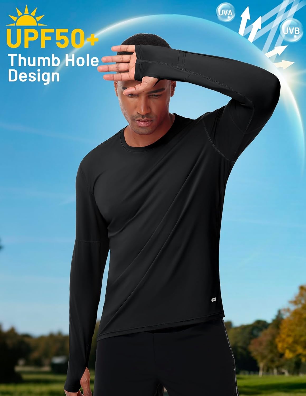 image:imageMIER Long Sleeve Shirts for Men UPF 50 UV Sun Protection Quick Dry Tee Shirt for Running Athletic Workout Gym FishingBlack