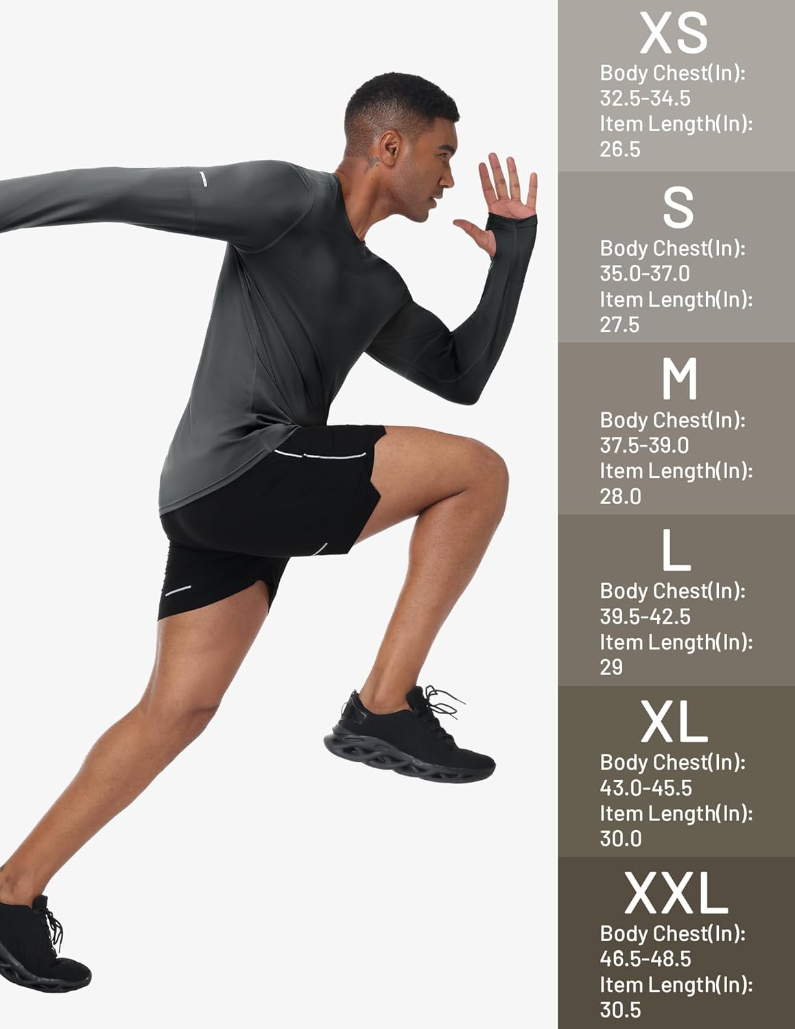 image:imageMIER Long Sleeve Shirts for Men UPF 50 UV Sun Protection Quick Dry Tee Shirt for Running Athletic Workout Gym FishingDark Grey