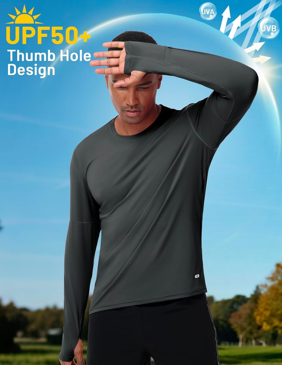 image:imageMIER Long Sleeve Shirts for Men UPF 50 UV Sun Protection Quick Dry Tee Shirt for Running Athletic Workout Gym FishingDark Grey
