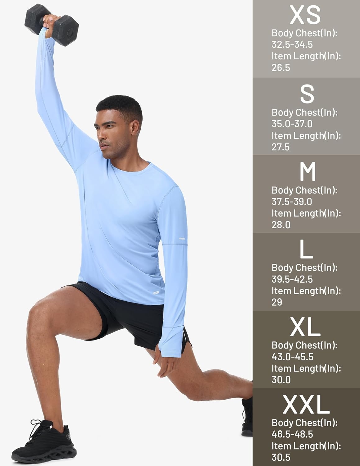 image:imageMIER Long Sleeve Shirts for Men UPF 50 UV Sun Protection Quick Dry Tee Shirt for Running Athletic Workout Gym FishingLight Blue