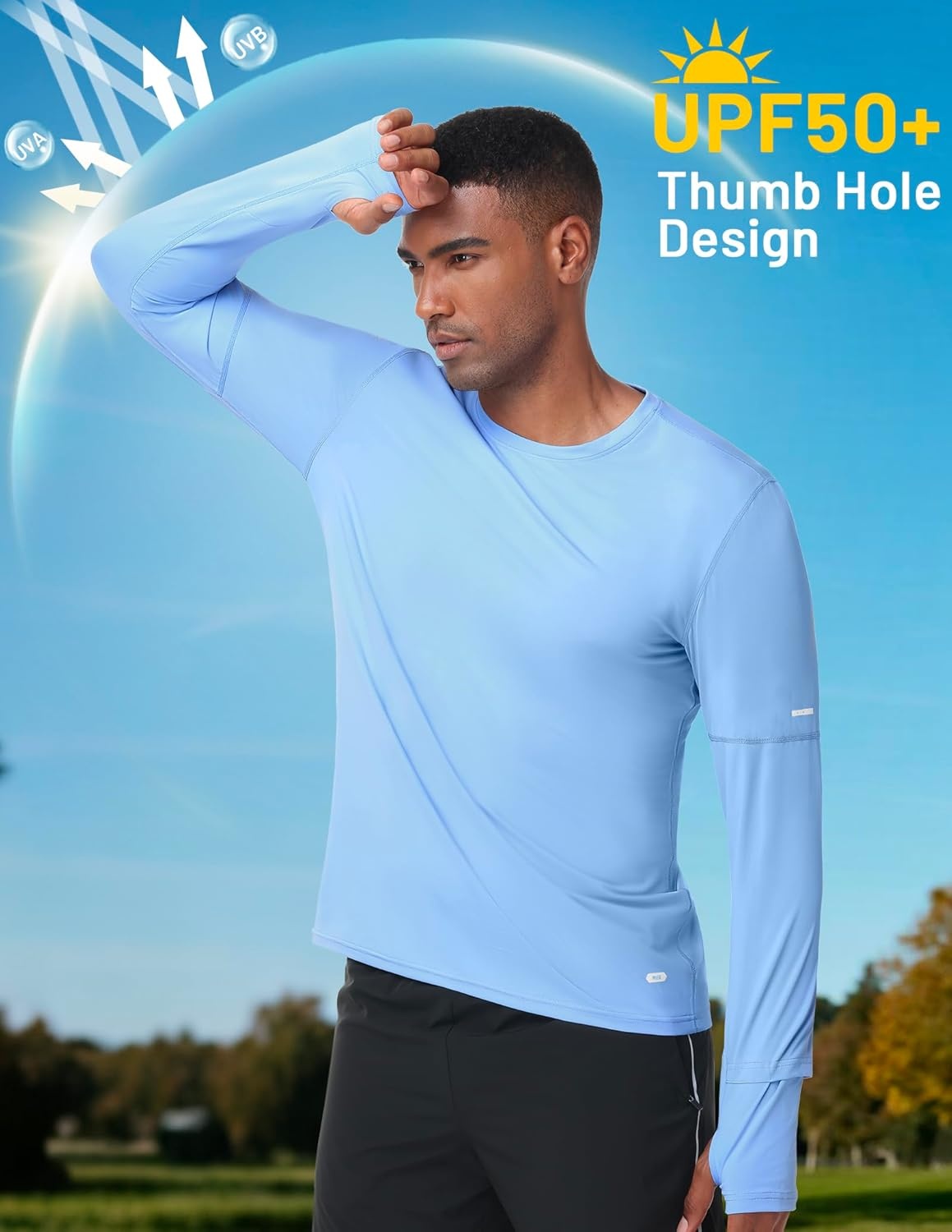 image:imageMIER Long Sleeve Shirts for Men UPF 50 UV Sun Protection Quick Dry Tee Shirt for Running Athletic Workout Gym FishingLight Blue