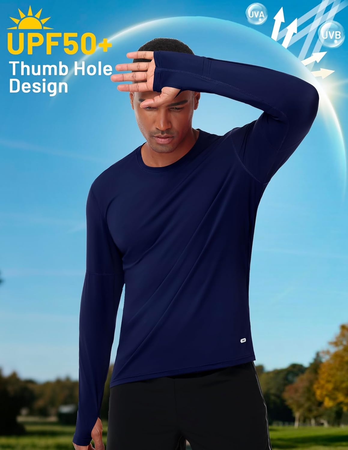 image:imageMIER Long Sleeve Shirts for Men UPF 50 UV Sun Protection Quick Dry Tee Shirt for Running Athletic Workout Gym FishingNavy
