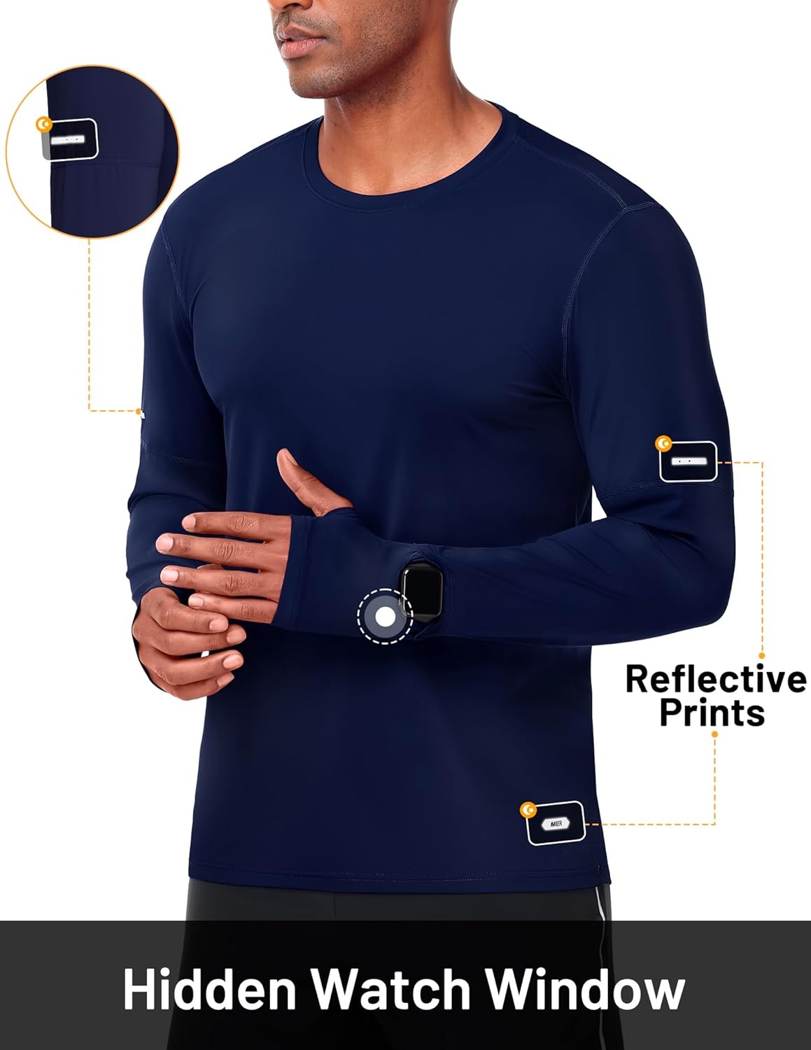 image:imageMIER Long Sleeve Shirts for Men UPF 50 UV Sun Protection Quick Dry Tee Shirt for Running Athletic Workout Gym FishingNavy